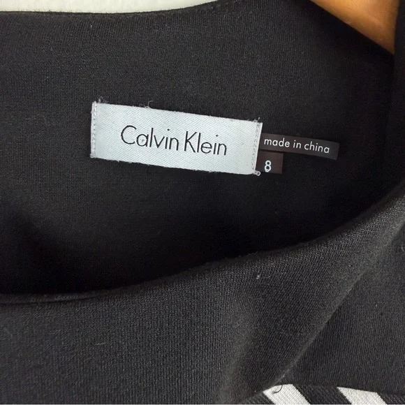 Calvin Klein Black & White Chevron Striped Sheath Dress Size 8 - Picture 7 of 12